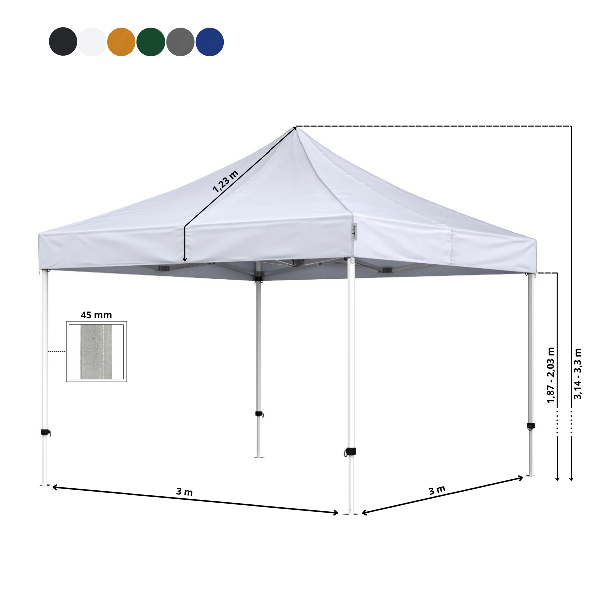 Stand Up Folding Tent Complete 3x3m Economy