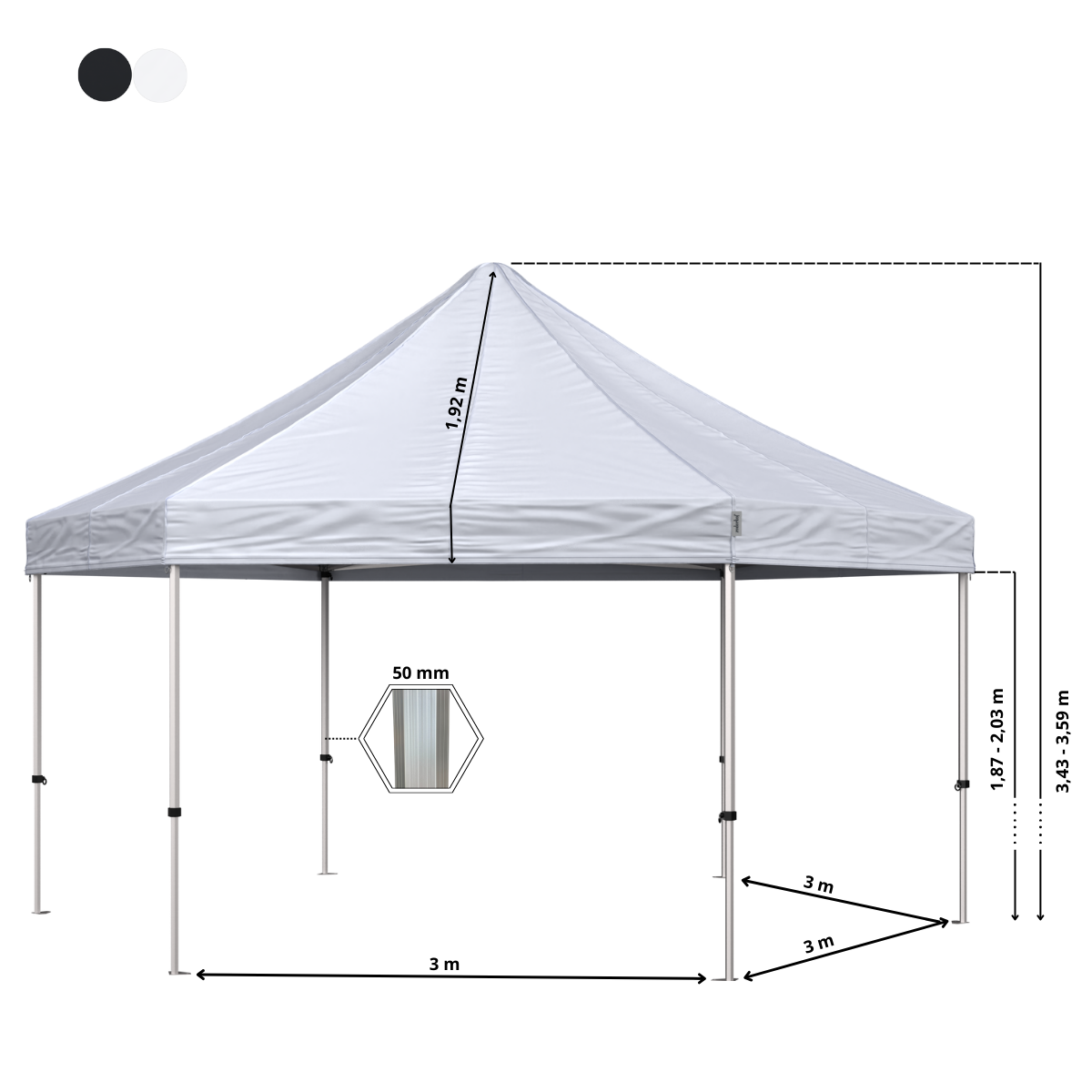 Stand Up folding tent Complete 6-sided, Premium Pro