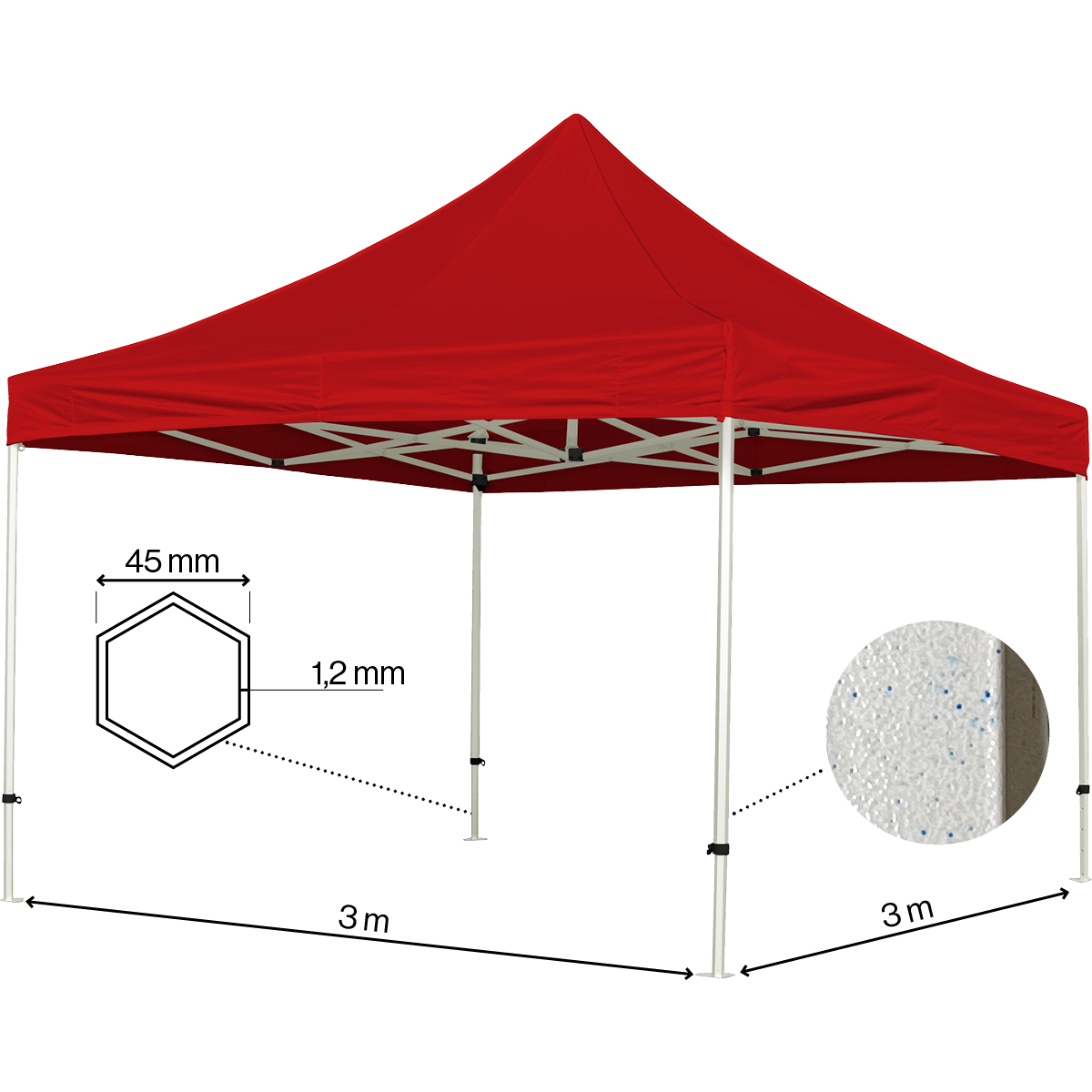 Stand Up Folding Tent Complete 3x3m Economy