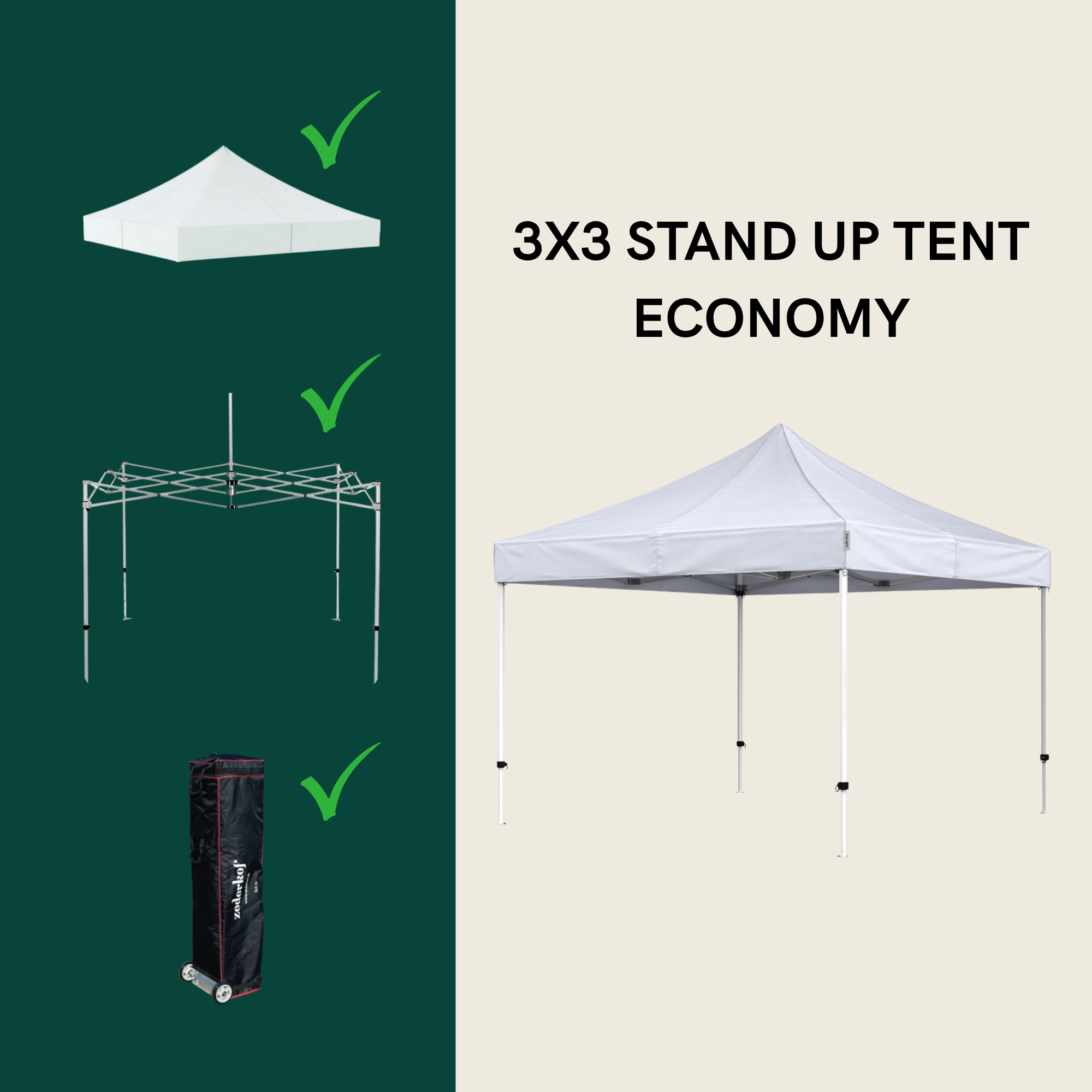 Stand Up Folding Tent Complete 3x3m Economy