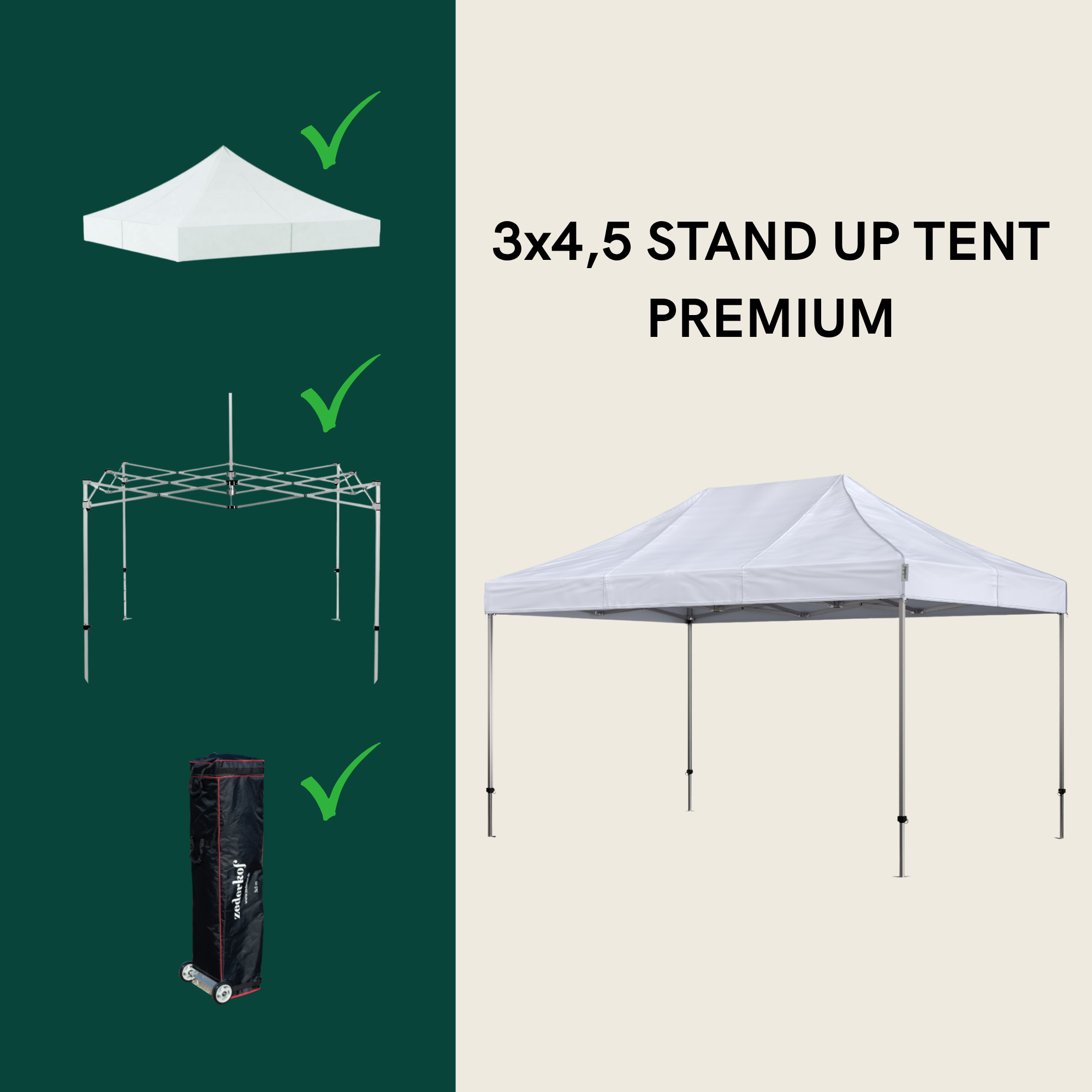 Stand Up Folding Tent Complete 3x4.5m Premium