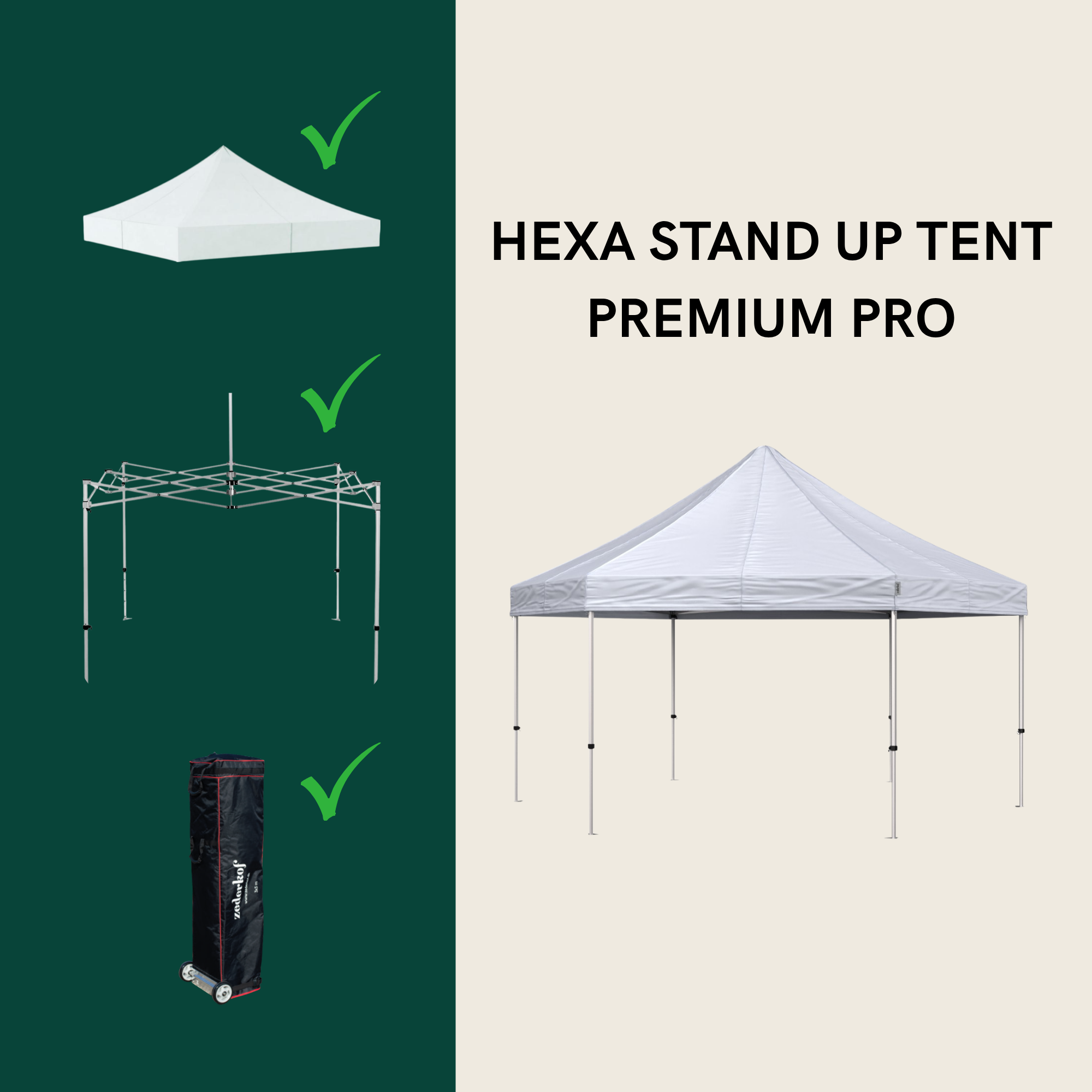 Stand Up folding tent Complete 6-sided, Premium Pro