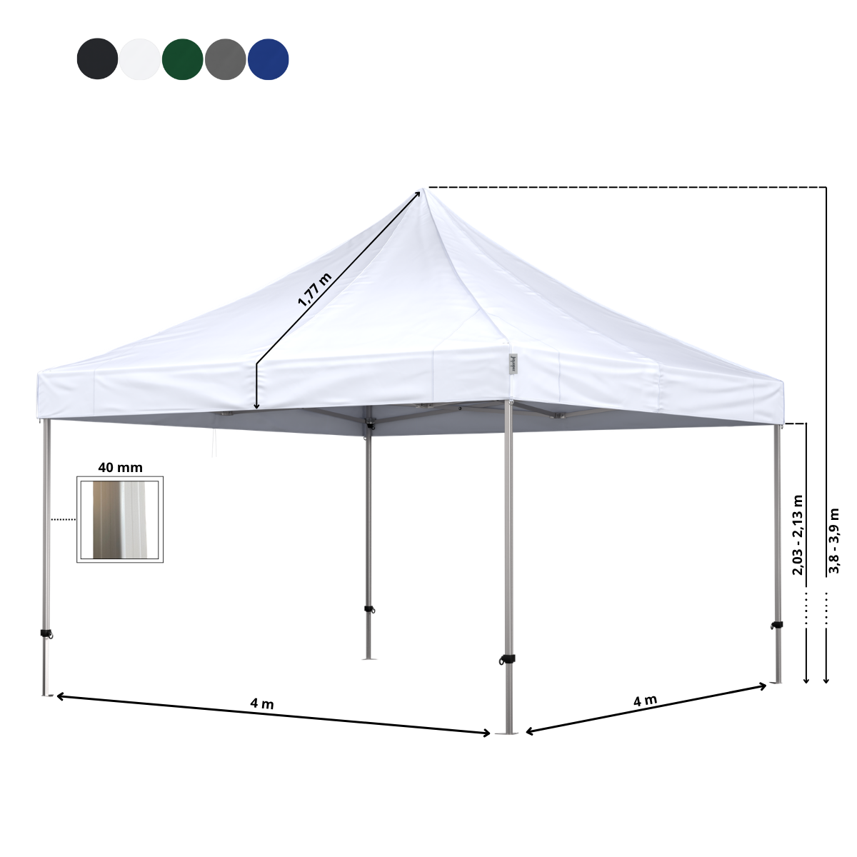 Stand Up Folding Tent Complete 4x4m Premium Plus